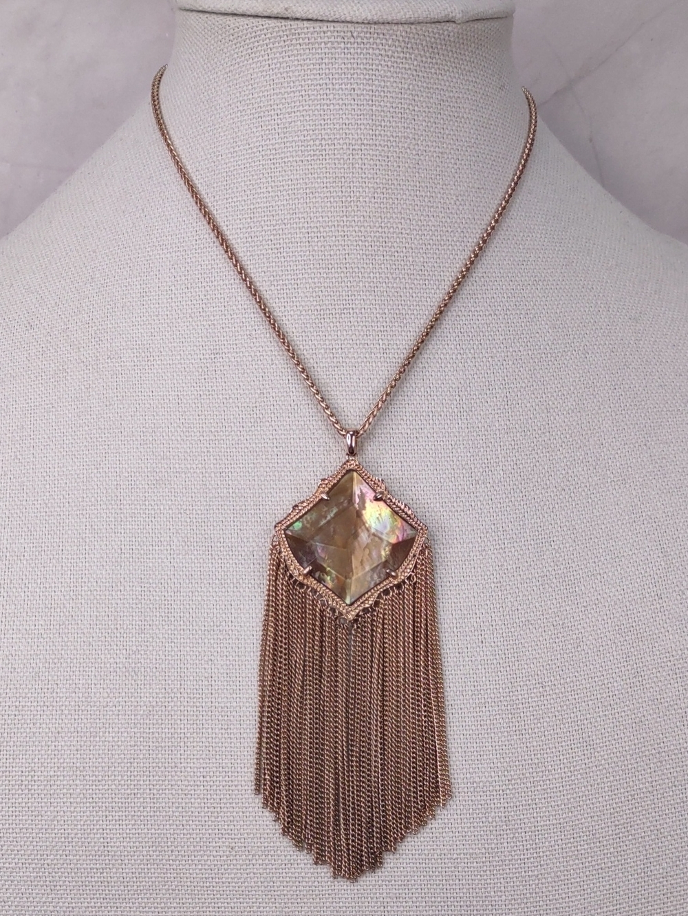 Kendra Scott "Kingston" Rose Gold Tassel Pendant Necklace
